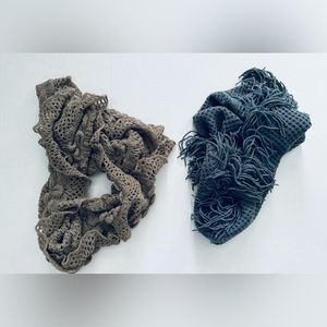 Beige & Gray Infinity Winter Scarves EUC